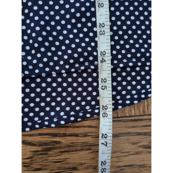 Express Blouse Med Portofino  button up polka dot print Navy Blue Iconic Express - Picture 8 of 8